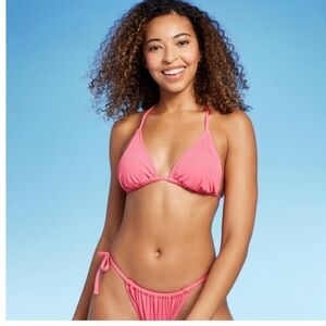 Women's Triangle Ribbed Bikini Top & Bottom - Shade & Shore Pink S(4-6)